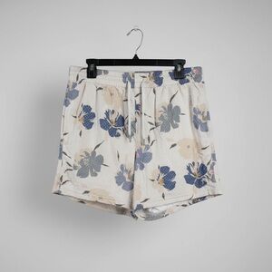 American Eagle AE Lounge Floral Shorts Blue Cream Size M 32-34
